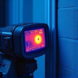 Cámara térmica detectando humedad