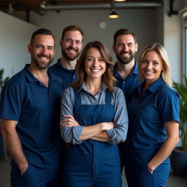 Equipo de Iberian Plumbing Experts posando en la oficina